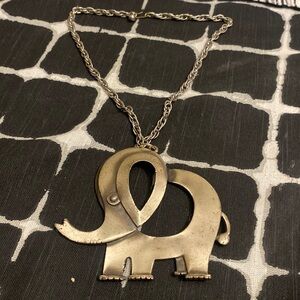 Pewter Elephant with hook chain 13” long